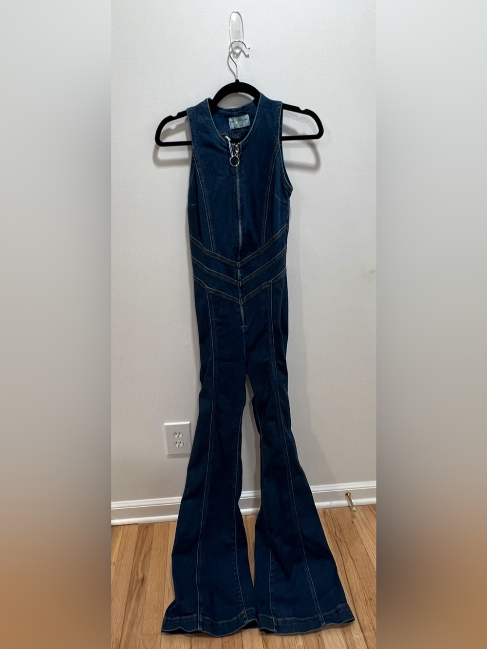REVICE Hollywood Heartthrob Dark Blue Denim Jumpsuit with O Ring Zipper - Picture 3 of 11